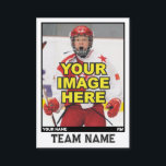 Hockey Collectable Trading Card | Black Border<br><div class="desc">Be just like the pros by having your very own custom hockey card featuring a photo of yourself inside a black border, and your personal hockey statistics on the back. You'll get plenty of cards in a pack because these cards are meant to trade with friends and also to give...</div>