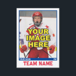 Hockey Collectable Trading Card | Blue<br><div class="desc">Be just like the pros by having your very own custom hockey card featuring a photo of yourself inside a deep blue border on the front, and your personal hockey statistics and profile pic on the back. You'll get plenty of cards in a pack because these cards are meant to...</div>