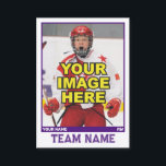 Hockey Collectable Trading Card | Purple<br><div class="desc">Be just like the pros by having your very own custom hockey card featuring a photo of yourself inside a royal purple border on the front, and your personal hockey statistics and profile pic on the back. You'll get plenty of cards in a pack because these cards are meant to...</div>