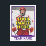 Hockey Collectable Trading Card | Purple<br><div class="desc">Be just like the pros by having your very own custom hockey card featuring a photo of yourself inside a royal purple border on the front, and your personal hockey statistics and profile pic on the back. You'll get plenty of cards in a pack because these cards are meant to...</div>