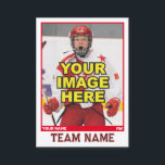 Hockey Collectable Trading Card | Red<br><div class="desc">Be just like the pros by having your very own custom hockey card featuring a photo of yourself inside a red border on the front, and your personal hockey statistics and profile pic on the back. You'll get plenty of cards in a pack because these cards are meant to trade...</div>