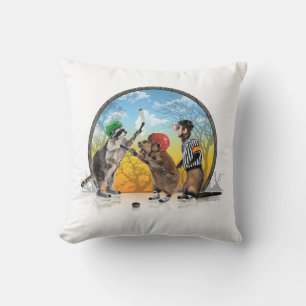 Hockey Critter Classic Throw Pillow