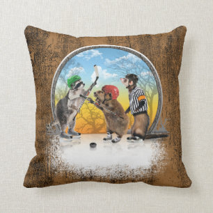 Hockey Critter Classic Throw Pillow