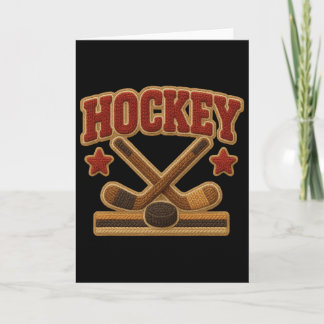 Hockey Crossed Sticks Retro Puck Players Coaches  Card