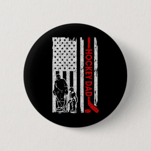Hockey Dad American Flag Father's Day Gift for Hoc 2 Inch Round Button