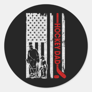Hockey Dad American Flag Father's Day Gift for Hoc Classic Round Sticker
