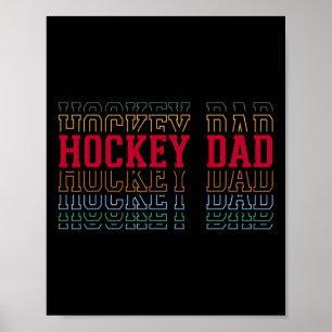 Hockey Dad Funny Layered Text Father Coach Player Poster