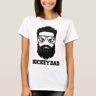 Hockey Dad Funny Messy Hair Beard Hockey Dad  T-Shirt