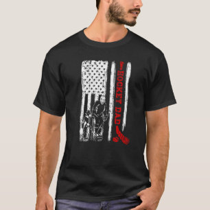 Hockey Dad Retro Vintage US Flag  Hockey Player T-Shirt