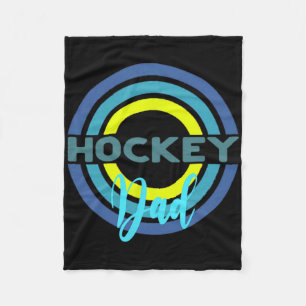 Hockey Dad With Modern Hockey Circles  Fleece Blanket