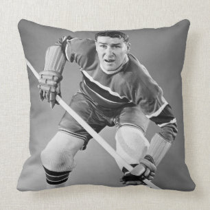 Hockey Defenseman Throw Pillow