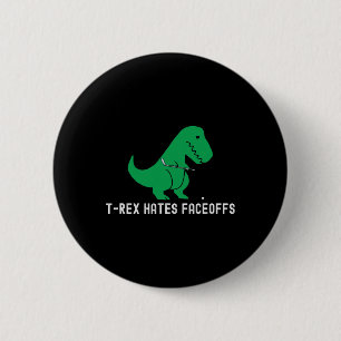 Hockey Dinosaur T-rex Funny Hates Faceoffs Love 2 Inch Round Button