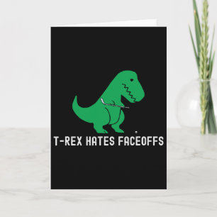 Hockey Dinosaur T-rex Funny Hates Faceoffs Love  Card