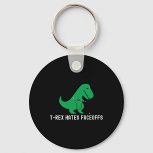 Hockey Dinosaur T-rex Funny Hates Faceoffs Love Keychain