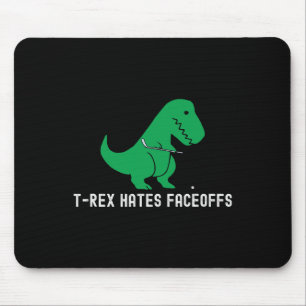 Hockey Dinosaur T-rex Funny Hates Faceoffs Love  Mouse Pad