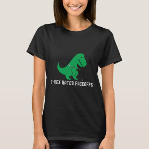 Hockey Dinosaur T-rex Funny Hates Faceoffs Love  T-Shirt