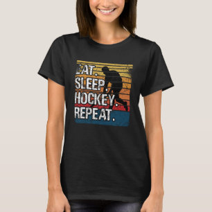 Hockey Eat Sleep Hockey Repeat Retro Vintage 70's  T-Shirt