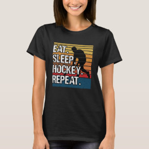 Hockey Eat Sleep Hockey Repeat Retro Vintage 70's  T-Shirt