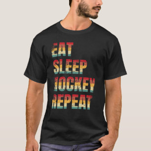 Hockey Eat Sleep Hockey Repeat Retro Vintage 70's  T-Shirt