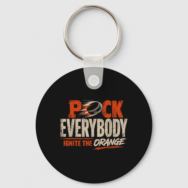 Hockey Enforcer Orange 1 Keychain (Front)