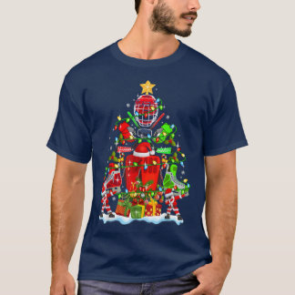 Hockey Equipment Christmas Tree Xmas Lights Hockey T-Shirt