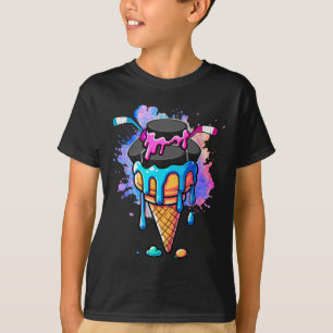 Hockey Equipments As Colorful Ice Cream Drip Funny T-Shirt