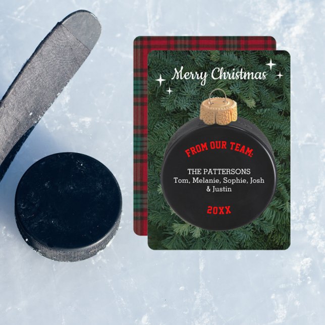 Hockey Fan Personalized Ornament Christmas Card (Creator Uploaded)