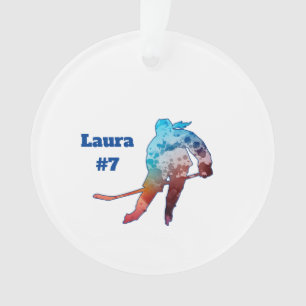 Hockey fille Silhouette Aquarelle Personnaliser