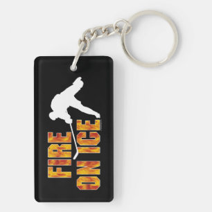 Hockey Fire On Ice Keychain