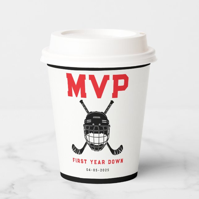 Hockey First Year Down Favour Bag – 1st Birthday  Paper Cups (Front)