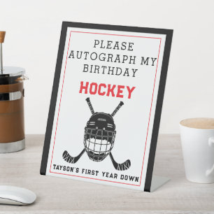 Hockey First Year Down Pedestal Sign– 1st Birthday Sign