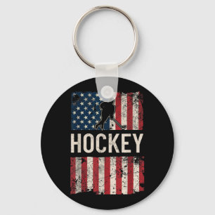 Hockey Flag Aamerican - Patriotic Women Kids Men Keychain