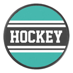 HOCKEY Fun Bold Black Turquoise White Racing Strip