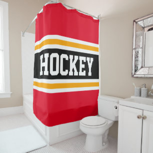 HOCKEY Fun Bright Red Black Sports Fan Stripes