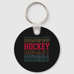 Hockey Funny Layered Text Team Player Coach Youth Keychain