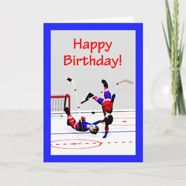 Hockey Game Birthday Card (Front)