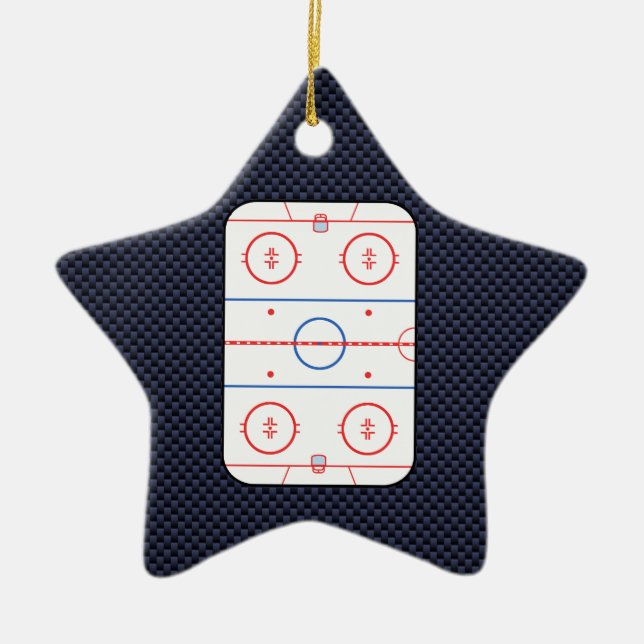 Hockey Game Companion Carbon Fibre Style Ceramic Ornament (Front)