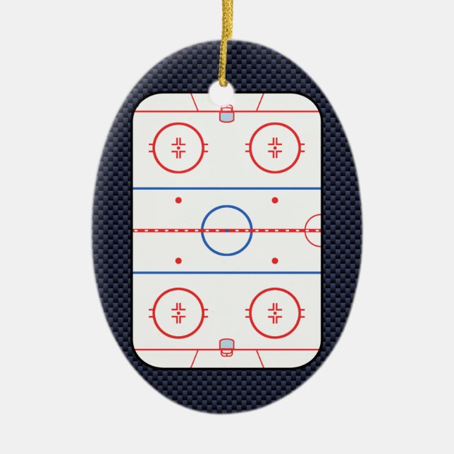 Hockey Game Companion Carbon Fibre Style Ceramic Ornament (Front)