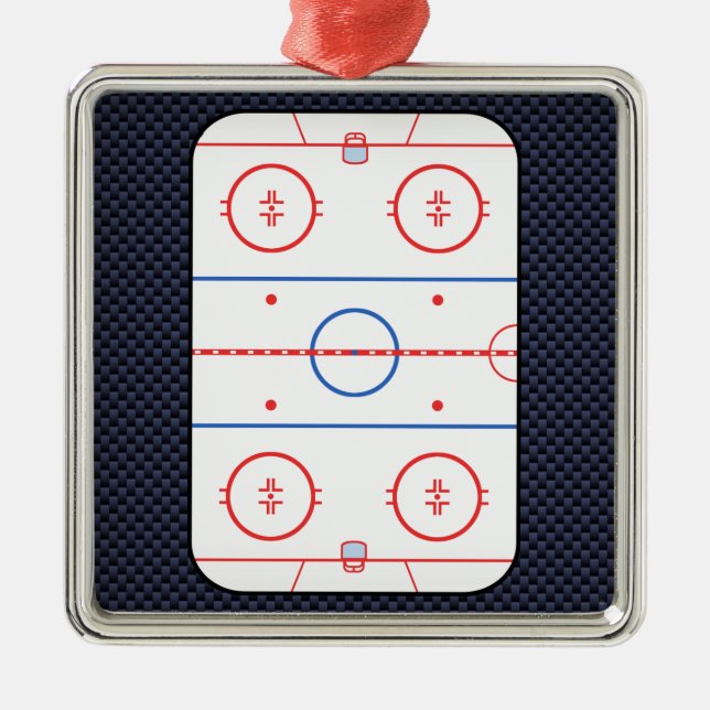 Hockey Game Companion Carbon Fibre Style Metal Ornament (Front)
