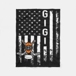 Hockey Gigi American Flag Vintage Christmas Xmas Fleece Blanket