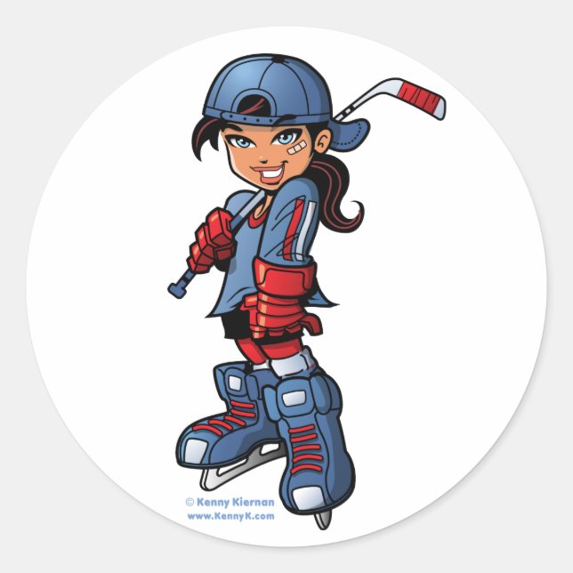 Hockey Girl 3" Round Stickers (Front)