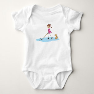 Hockey Girl Cartoon Pink Baby Bodysuit