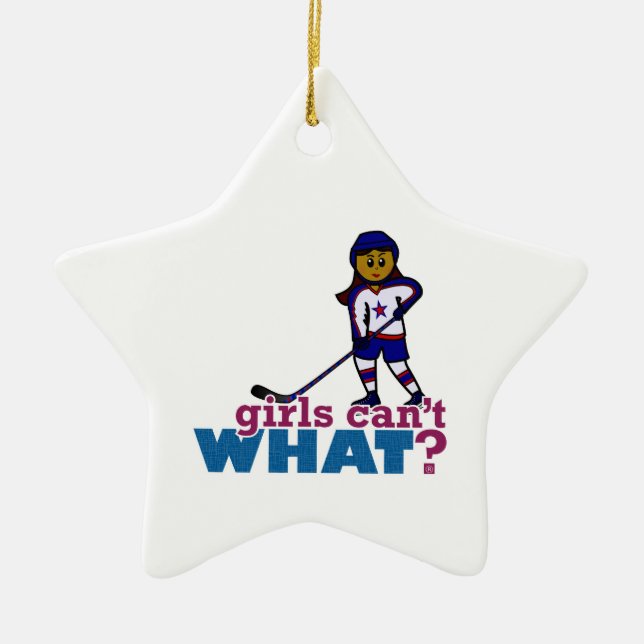 Hockey Girl Ceramic Ornament (Front)