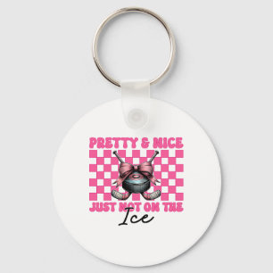 Hockey Girl Coquette Bow Pretty Nice Just Not On T Keychain