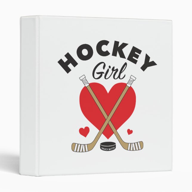 Hockey Girl Love Heart Hockey Sticks School Binder (Front/Spine)