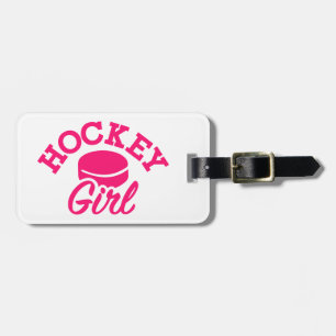 Hockey girl luggage tag