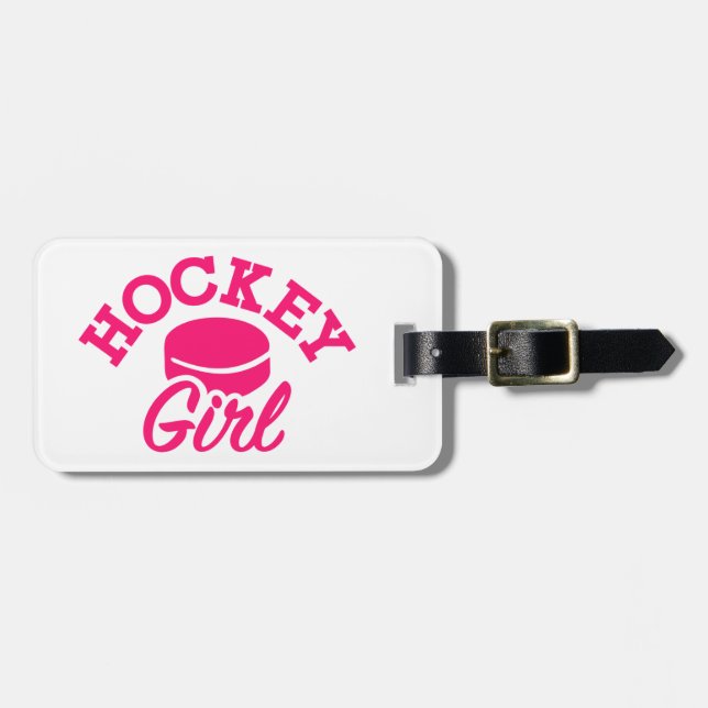 Hockey girl luggage tag (Front Horizontal)