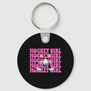Hockey Girl Street Hockey Girl Coquette Bow _4 Keychain