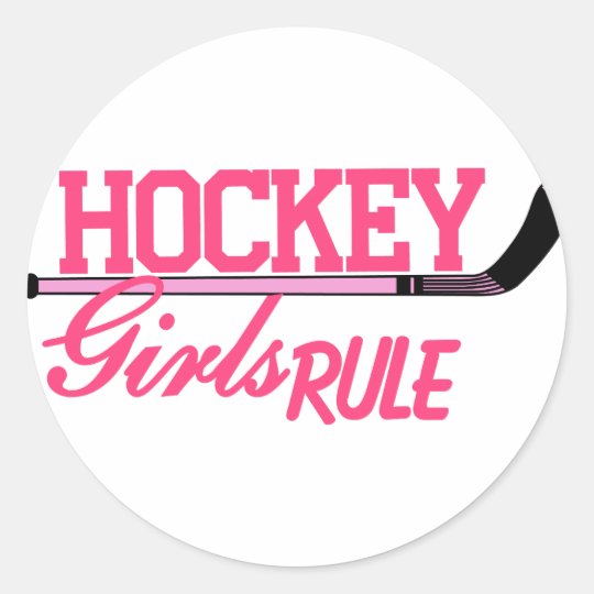 Hockey Girls Rule Classic Round Sticker