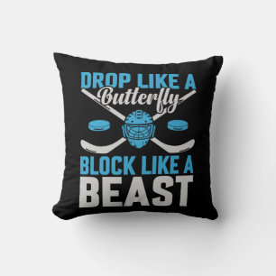 Hockey Goal Block Like a Beast Throw Pillow